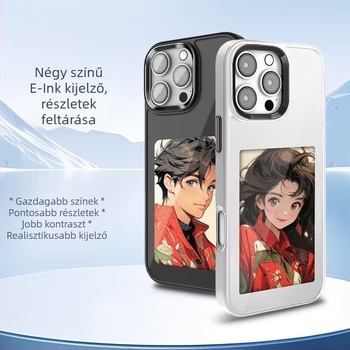Telefontok E-Ink kijelzővel és AI vetítéssel, NFC-vel, testreszabható, matt TPU anyag, ütésálló védelem, iPhone 13–14 sorozathoz