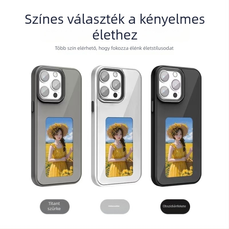 Telefontok E-Ink kijelzővel és AI vetítéssel, NFC-vel, testreszabható, matt TPU anyag, ütésálló védelem, iPhone 13–14 sorozathoz