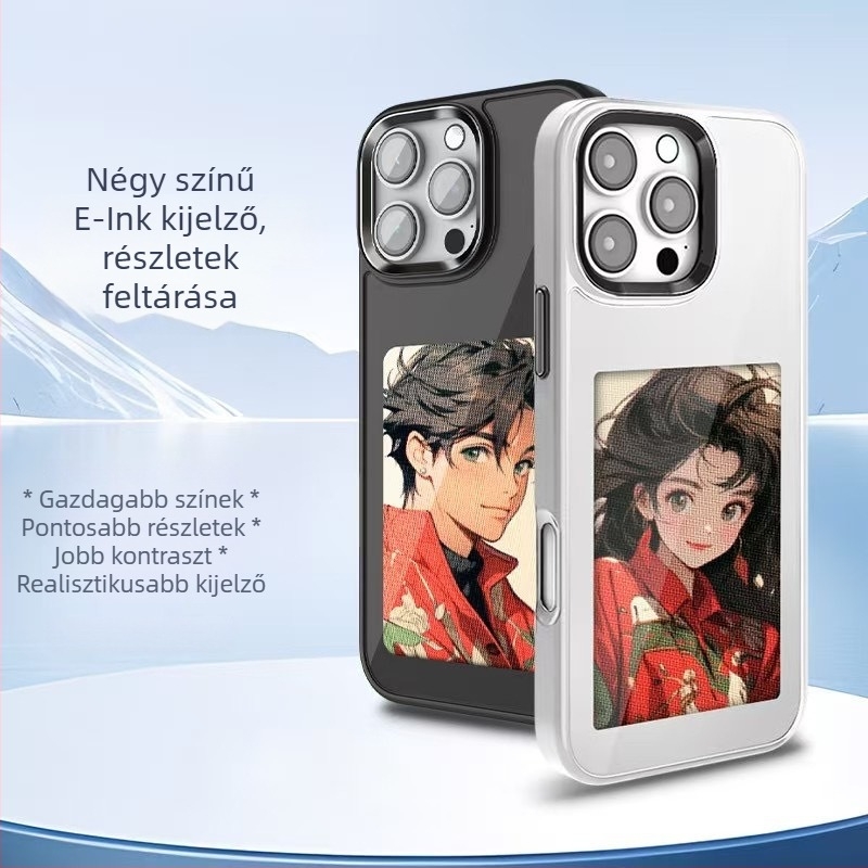 Telefontok E-Ink kijelzővel és AI vetítéssel, NFC-vel, testreszabható, matt TPU anyag, ütésálló védelem, iPhone 13–14 sorozathoz