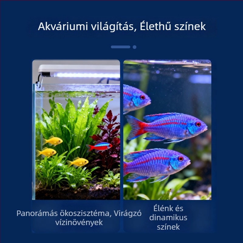 Teljes spektrumú LED akváriumvilágítás, vízálló és színjavító, háromszínű fényerő-szabályozás, mini alganövekedési lámpa édesvízi növényekhez