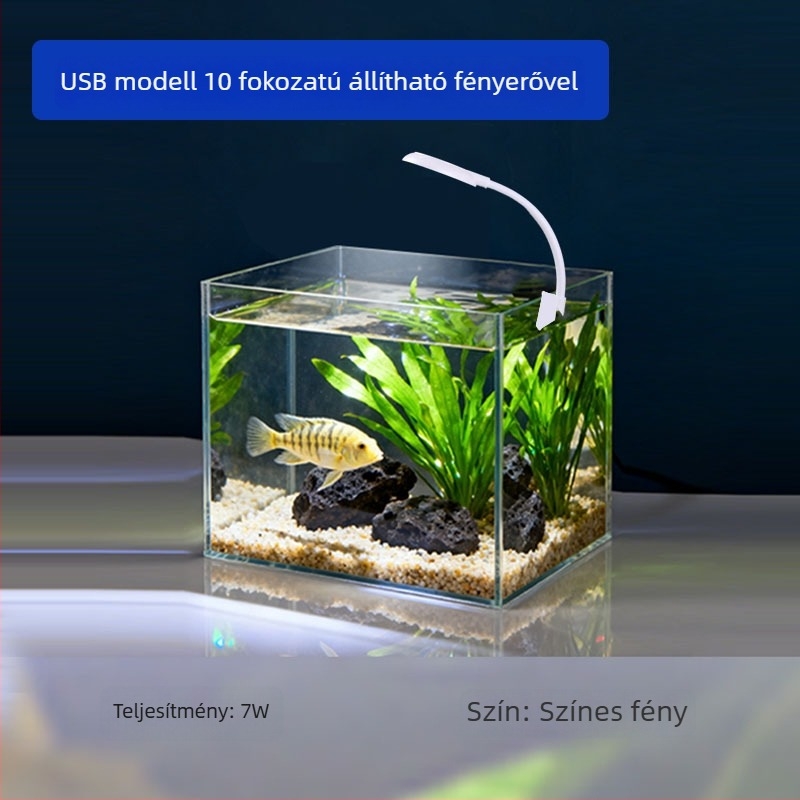 Teljes spektrumú LED akváriumvilágítás, vízálló és színjavító, háromszínű fényerő-szabályozás, mini alganövekedési lámpa édesvízi növényekhez