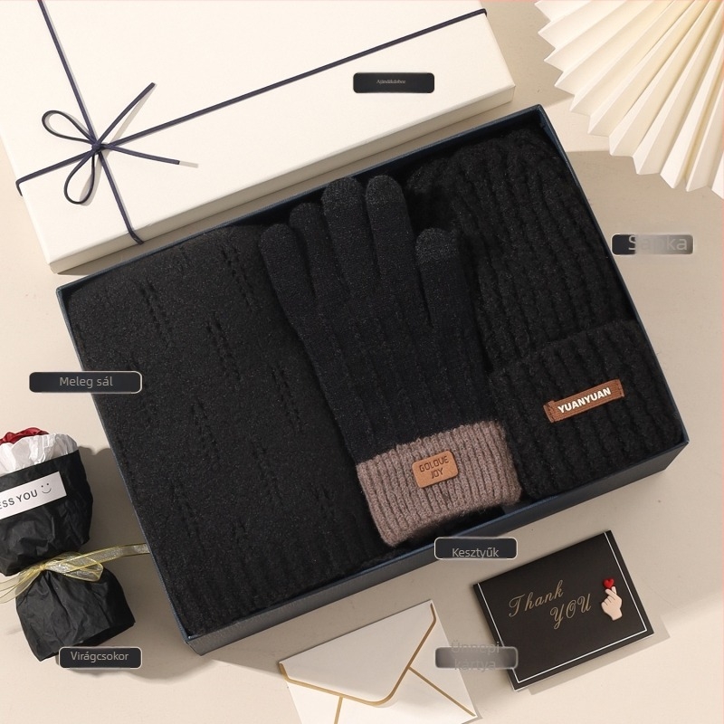 Háromdarabos sál–kesztyű–sapka készlet | CARBOMAN | Gyapjú | Warp Knitting | Meleg | DRNX-08