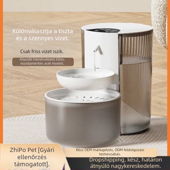 Gravitációs vízadagoló háziállatoknak (macskáknak és kutyáknak), folyó vízzel, elektromos áram nélkül