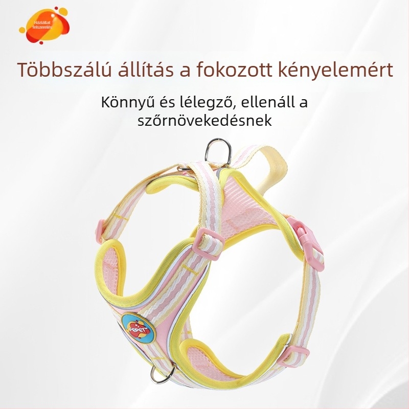 Mellkas hám, vest-stílus, fényvisszaverő, légáteresztő nylonból, kis- és közepes testű kutyáknak, visszahúzható pórázzal