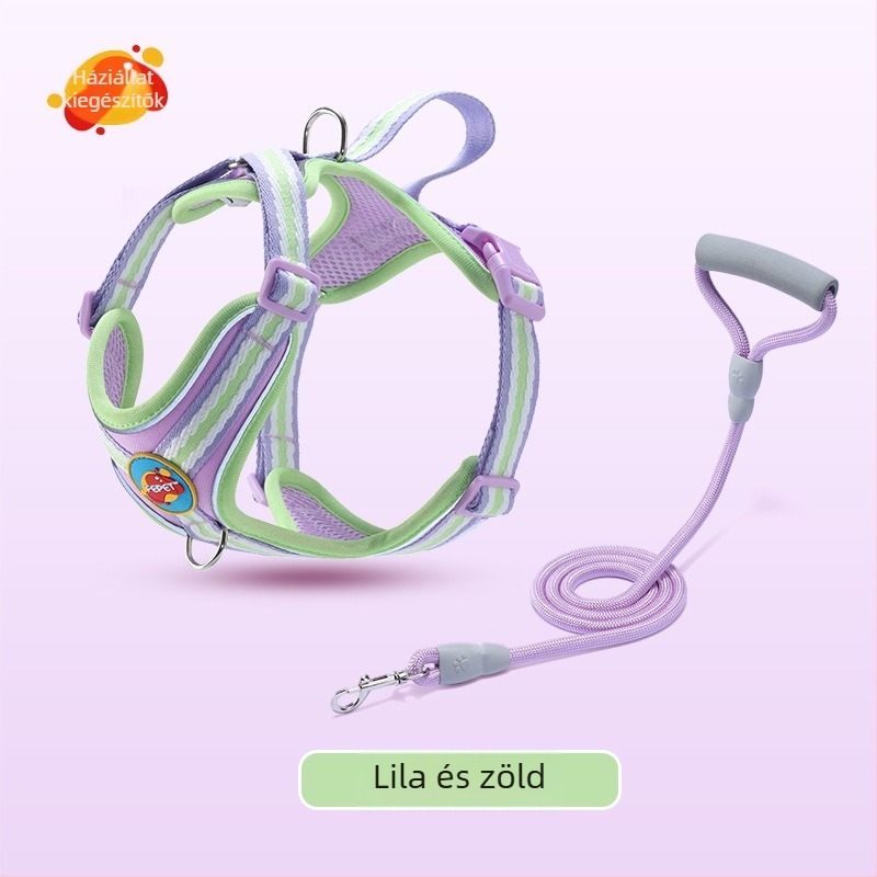 Mellkas hám, vest-stílus, fényvisszaverő, légáteresztő nylonból, kis- és közepes testű kutyáknak, visszahúzható pórázzal