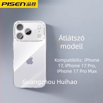 Pisen védőtok iPhone 17 Pro Maxhoz, ultra vékony, átlátszó, fehér
