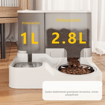 Macska automata etető- és itatótál – mindent egyben, Kuating márka, nagy kapacitás