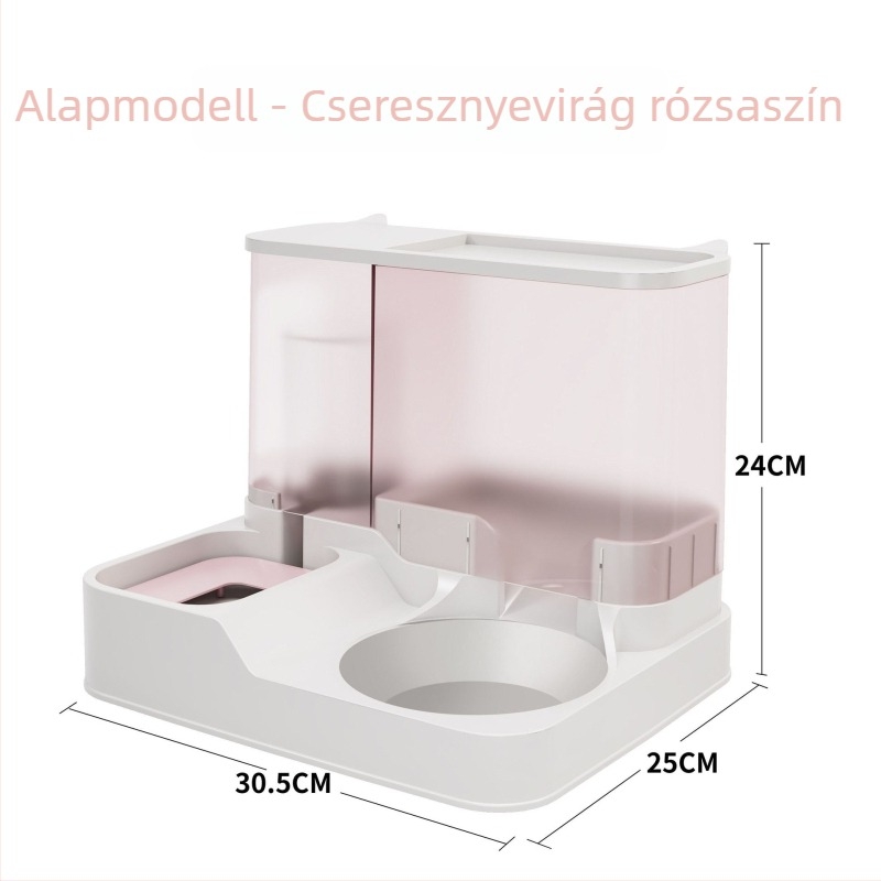 Macska automata etető- és itatótál – mindent egyben, Kuating márka, nagy kapacitás