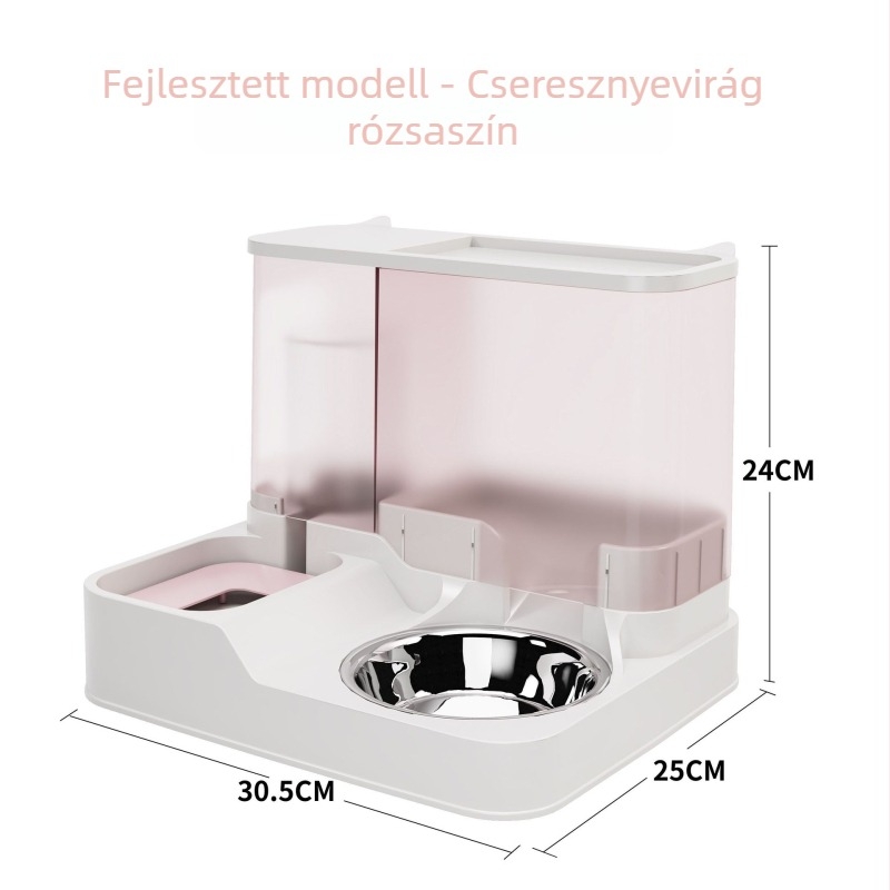Macska automata etető- és itatótál – mindent egyben, Kuating márka, nagy kapacitás