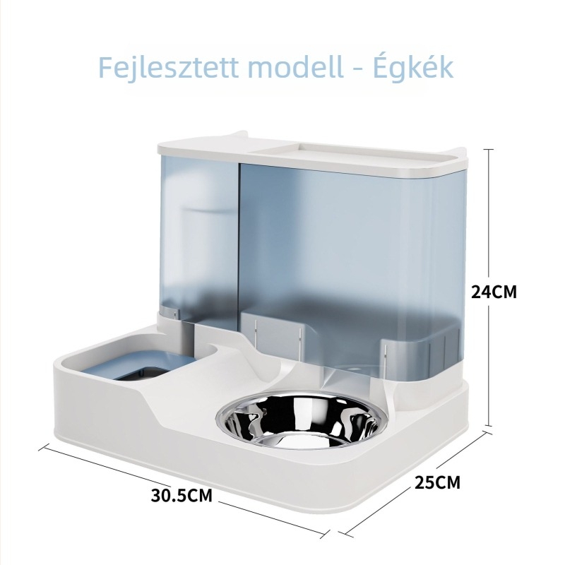 Macska automata etető- és itatótál – mindent egyben, Kuating márka, nagy kapacitás
