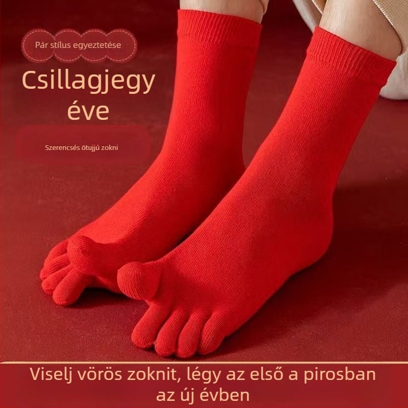 Ötujjas zokni középmagas szárú; antibakteriális, szag elleni, nedvszívó; pamut