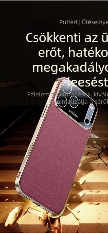 Valódi bőrből készült, teljes lefedettségű védőtok iPhone 17 Pro Max 17Air-hez, kamera-lencse védelmet nyújt
