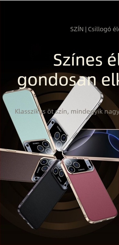 Valódi bőrből készült, teljes lefedettségű védőtok iPhone 17 Pro Max 17Air-hez, kamera-lencse védelmet nyújt