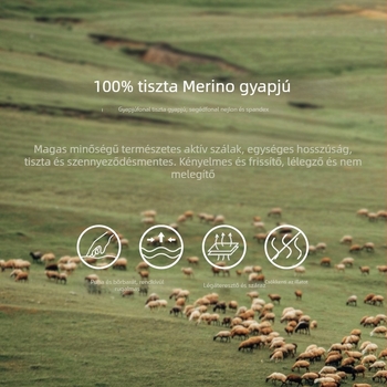 Merinógyapjúból készült ötujjú zokni, középmagas szár, antibakteriális, izzadságot felszívó, uniszex, 70–80% gyapjú