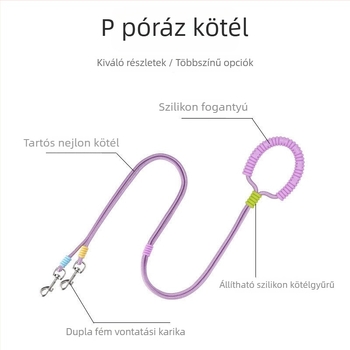 Behúzható kutyapóráz veszteség elleni és menekülés elleni védelemmel, megerősített, hosszabbított és vastagabb kötéllel edzéshez