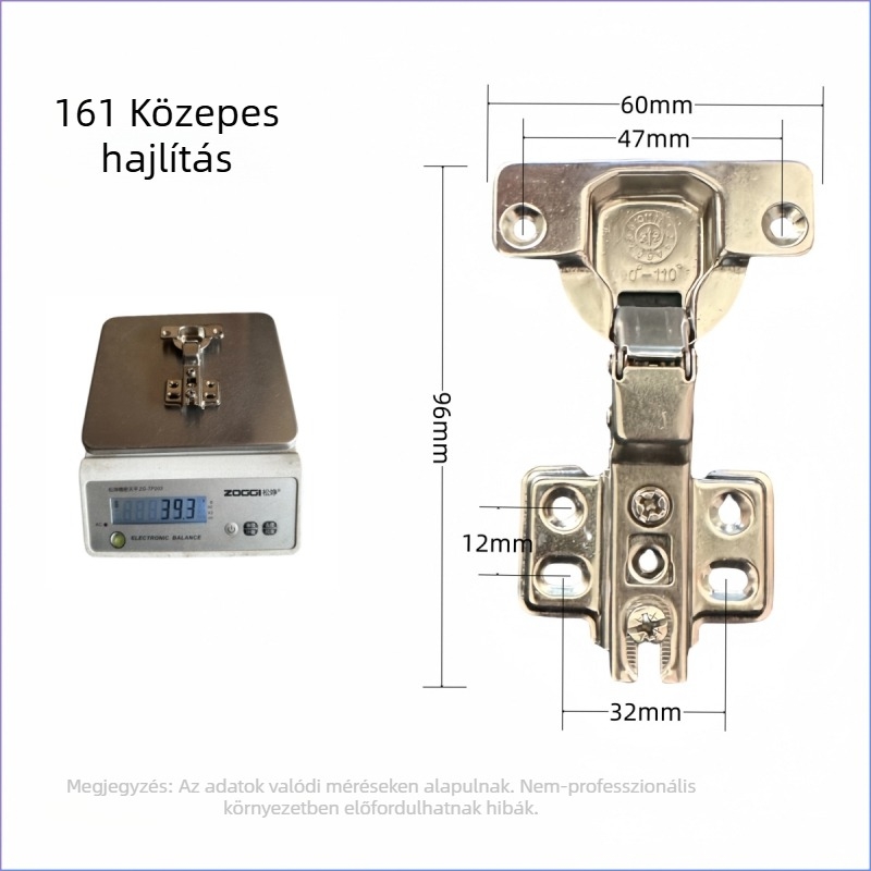 Hidraulikus szekrényajtó pánt 161261, hideg-hengerelt acél, 42–45 g, bútorokhoz