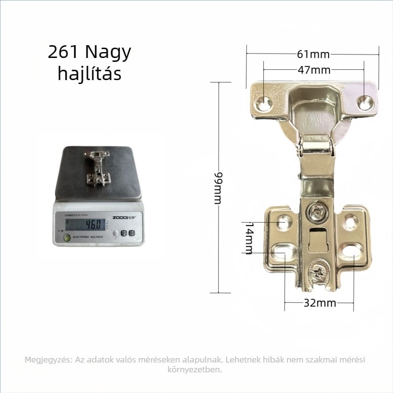 Hidraulikus szekrényajtó pánt 161261, hideg-hengerelt acél, 42–45 g, bútorokhoz
