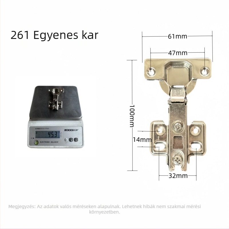 Hidraulikus szekrényajtó pánt 161261, hideg-hengerelt acél, 42–45 g, bútorokhoz