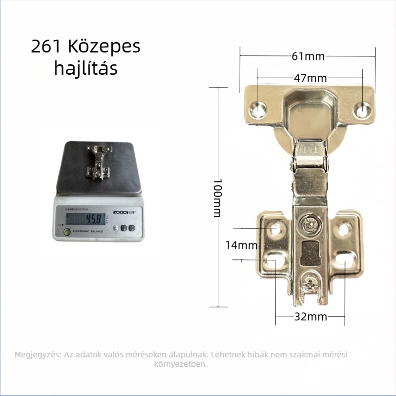 Hidraulikus szekrényajtó pánt 161261, hideg-hengerelt acél, 42–45 g, bútorokhoz