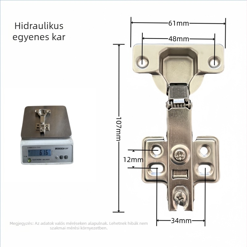 Hidraulikus szekrényajtó pánt 161261, hideg-hengerelt acél, 42–45 g, bútorokhoz