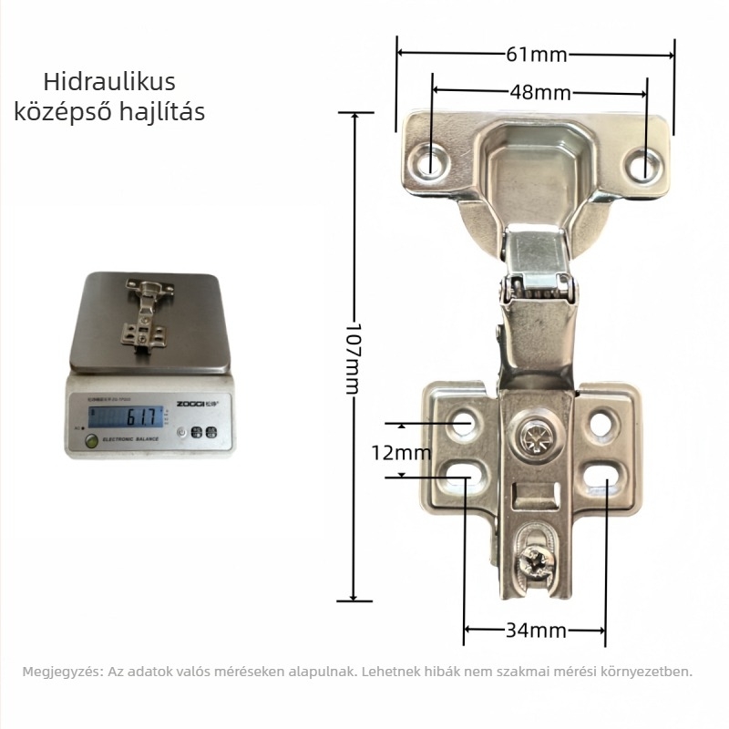 Hidraulikus szekrényajtó pánt 161261, hideg-hengerelt acél, 42–45 g, bútorokhoz