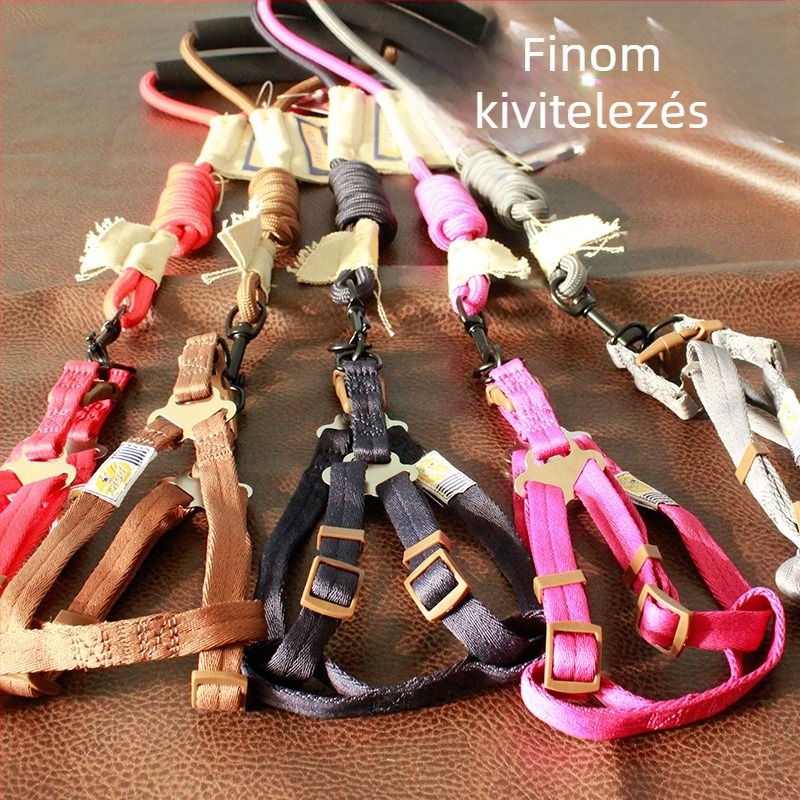 Nylon kutyapóráz és hám kis- és közepes méretű kutyáknak, az elvesztés elleni védelem.