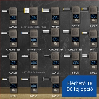 One Core Type-C–to–DC digitális kijelző adapter, PD 100W gyors töltés, noteszgép töltő konverter