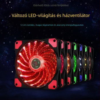 LED világítással ellátott házventilátor, hidraulikus csapágy, 1200 RPM, 22 dBA, élettartam 30 000 óra