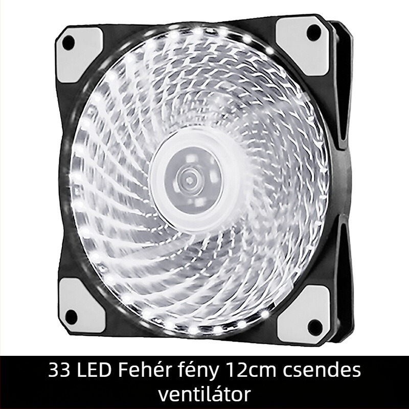 LED világítással ellátott házventilátor, hidraulikus csapágy, 1200 RPM, 22 dBA, élettartam 30 000 óra