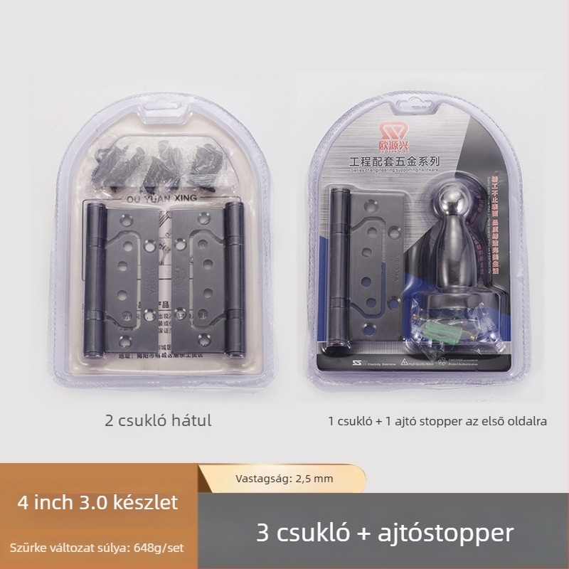 Három az egyben rozsdamentes acél ajtópánt — H-alakú, felület: drótkoptált és elektrolitikus bevonat, modern letisztult stílus
