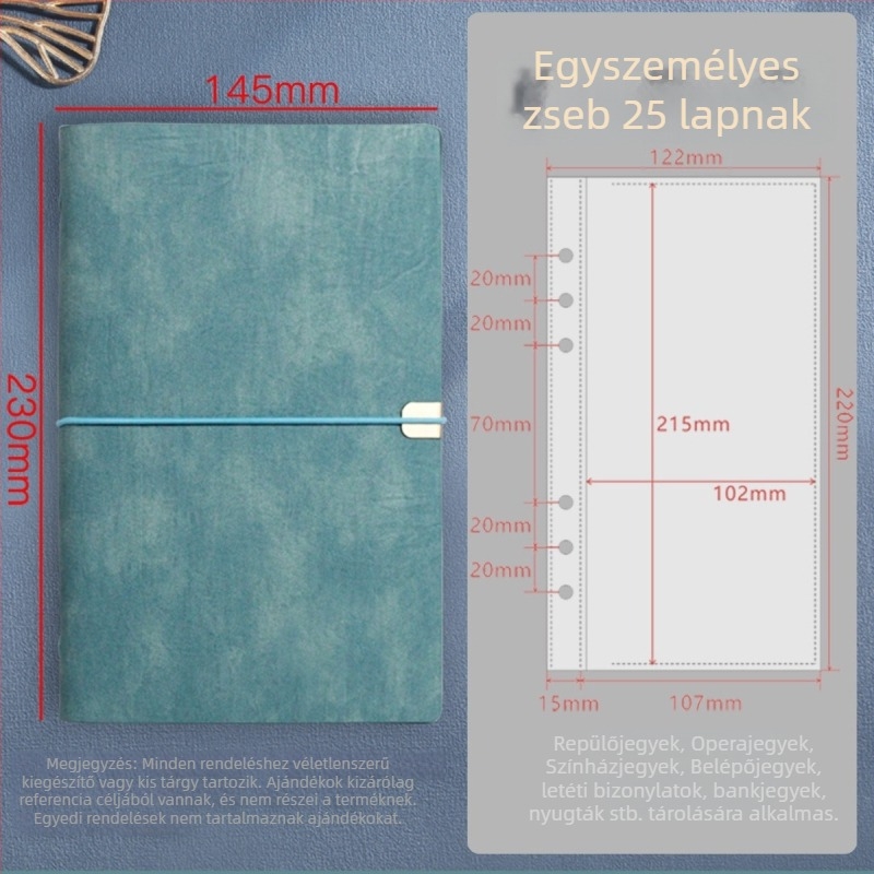 A5 színházi jegy és utazási tároló – hatszögű lyukas binder, PU bőr, testreszabás és logónyomtatás, engedélyezett magánmárka