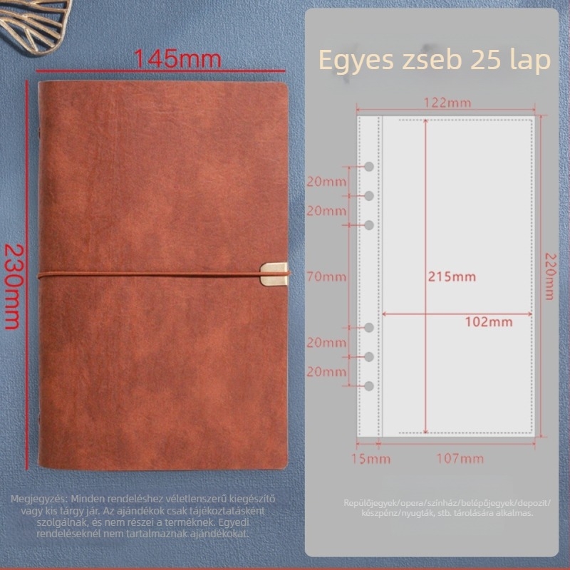 A5 színházi jegy és utazási tároló – hatszögű lyukas binder, PU bőr, testreszabás és logónyomtatás, engedélyezett magánmárka