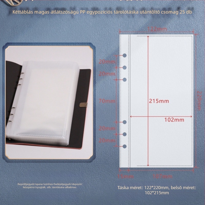 A5 színházi jegy és utazási tároló – hatszögű lyukas binder, PU bőr, testreszabás és logónyomtatás, engedélyezett magánmárka