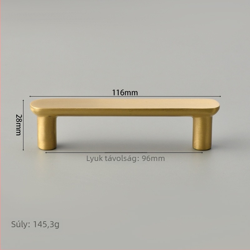 Bar alakú szekrényfogantyú, réz, kefés felület, modern minimalista stílus, modell 8915, Hunter Rui, szekrényajtókhoz és fiókokhoz