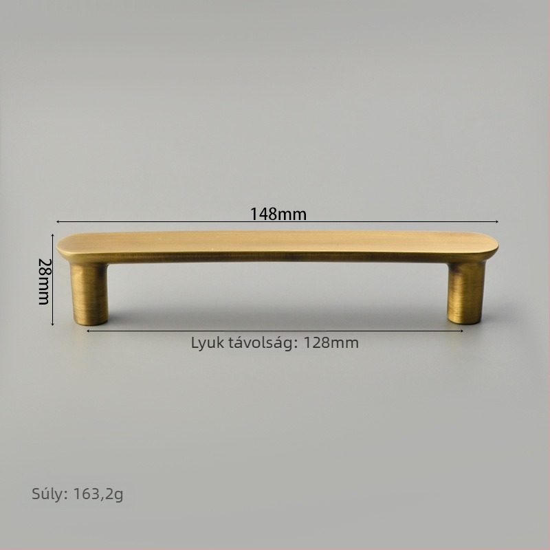 Bar alakú szekrényfogantyú, réz, kefés felület, modern minimalista stílus, modell 8915, Hunter Rui, szekrényajtókhoz és fiókokhoz