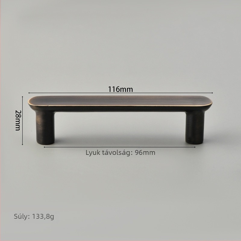 Bar alakú szekrényfogantyú, réz, kefés felület, modern minimalista stílus, modell 8915, Hunter Rui, szekrényajtókhoz és fiókokhoz