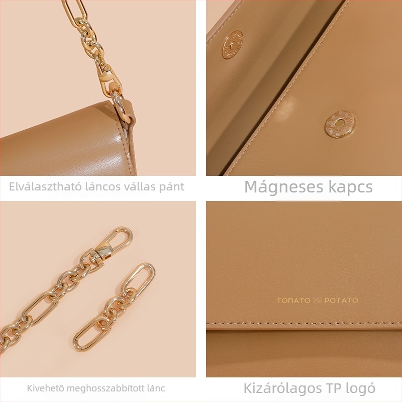 Női crossbody táska, városi egyszerű stílus, valódi bőrből, vízszintes négyzet alakú forma, fedél típusú nyitás, textil bélés.