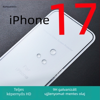 Edzett üveg kijelzővédő iPhone 17 és Pro modellekhez, teljes lefedettség, HD tisztaság, ujjlenyomat-mentes