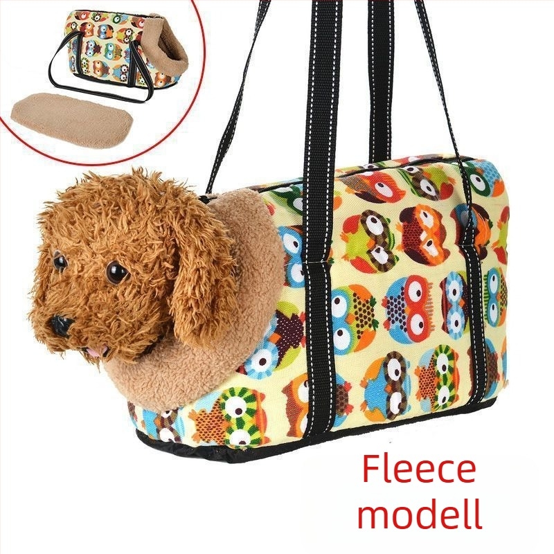 Kutyák és macskák számára vállon át vihető kisállat-táska, téli meleg plüss belsővel, textile anyag