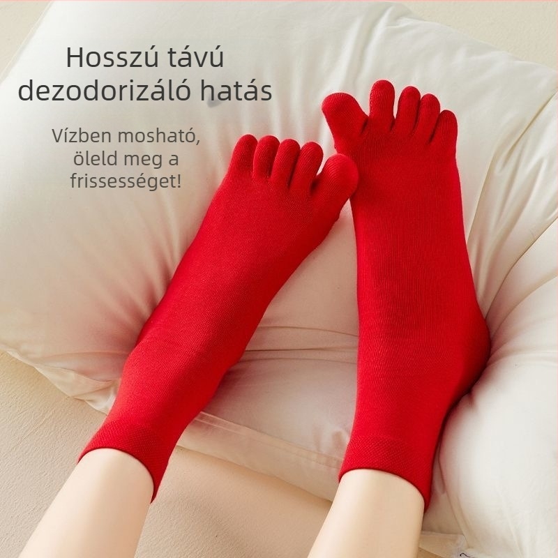 Ötujjú zokni a születési évhez, pamut, antibakteriális, nedvszívó, középmagas, uniszex
