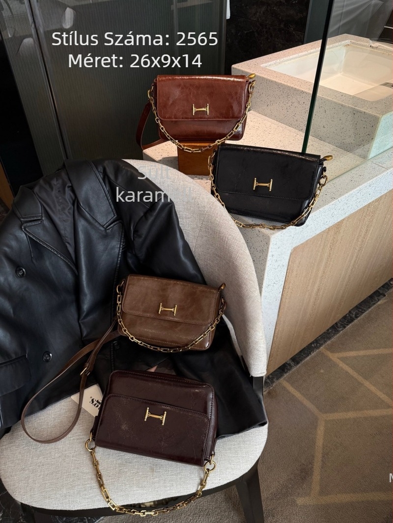 PU bőr crossbody táska, négyszögletes forma, mindennapi stílus, kapucsukós nyitás, belső poliészter-pamut bélés, téli 2025 kiadás