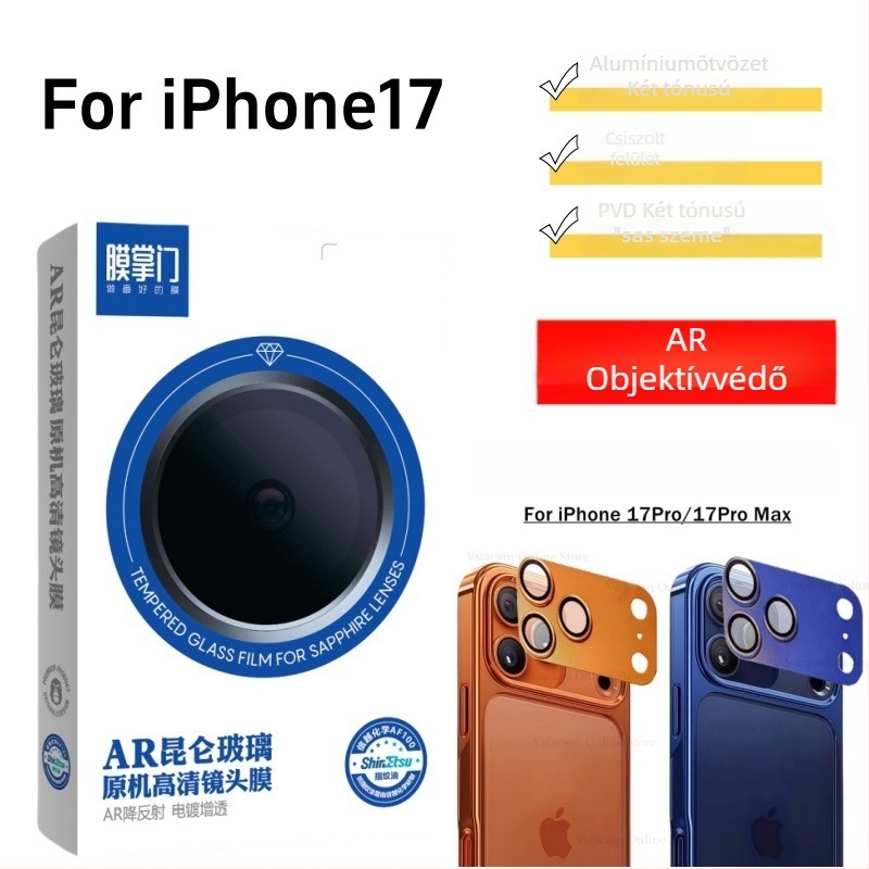 Kamera objektív védőfólia iPhone 17 Pro Max-hoz — matt, csiszolt, egy darabos pajzs