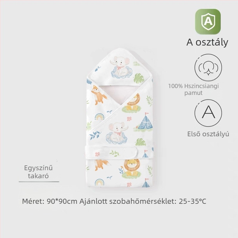 100% pamutból készült újszülött ölelőkendő, könnyű nyárra, állatmintával