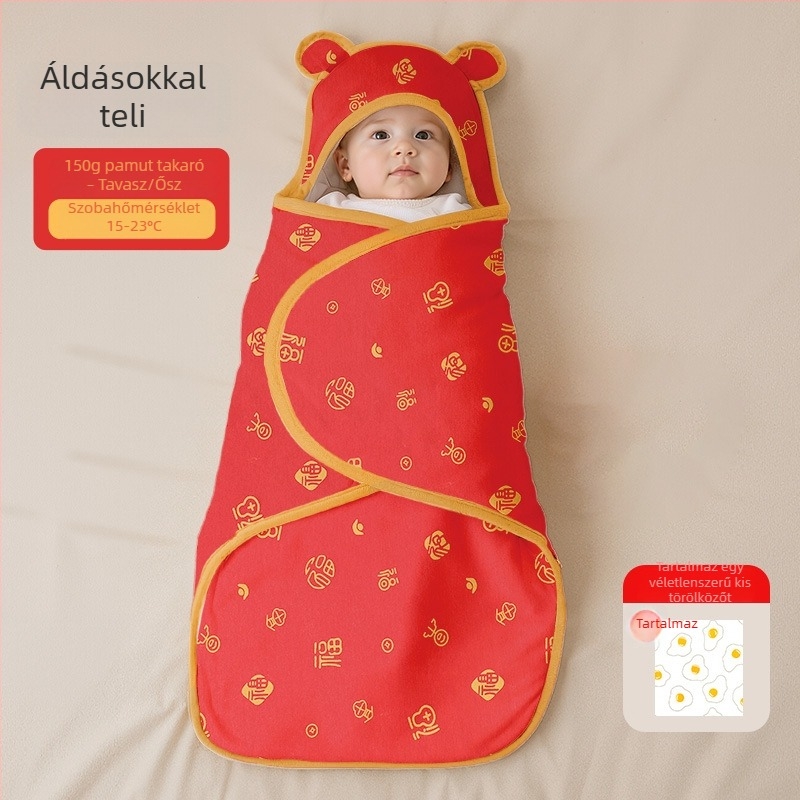 Sűrű, 100% pamutból készült újszülött beburkoló kendő, A osztály, egységes kialakítás, négy évszakos használatra