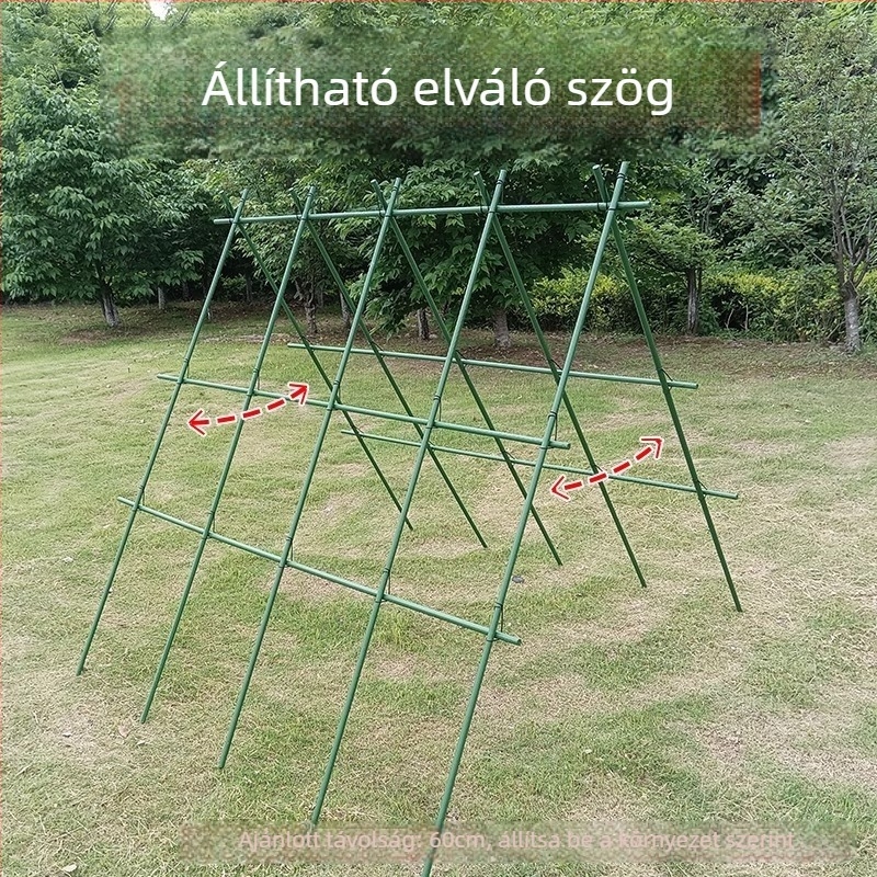 Babfuttató támrendszer erkélyre és kertbe, zöldségeket kapaszkodó növények számára, műanyag bevonatú acélcsőből, kültéri használatra