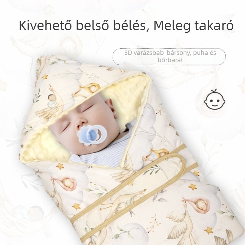 Levehető ölelős kendő újszülötteknek, pamutból, szélálló, négy évszakos használatra