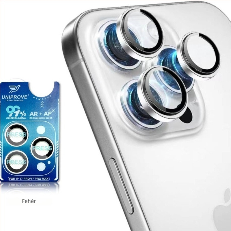 UNIPROVE Edzett üveg lencsevédő film iPhone 11–17 Pro/Max, HD felbontású, robbanásbiztos, ujjlenyomat-mentes, zuhanásálló