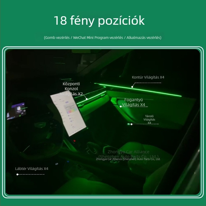 Rejtett LED autó atmoszférikus fény belső térhez, univerzális kompatibilitás, modell zycl01, 0.2W, 9-16V, LED akril