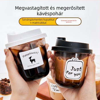 Egyszer használatos tejes tea pohár fedővel hideg italokhoz, 90 mm átmérőjű PET, magas átláthatóságú U-formájú csomagoló pohár, megvastagított és merev