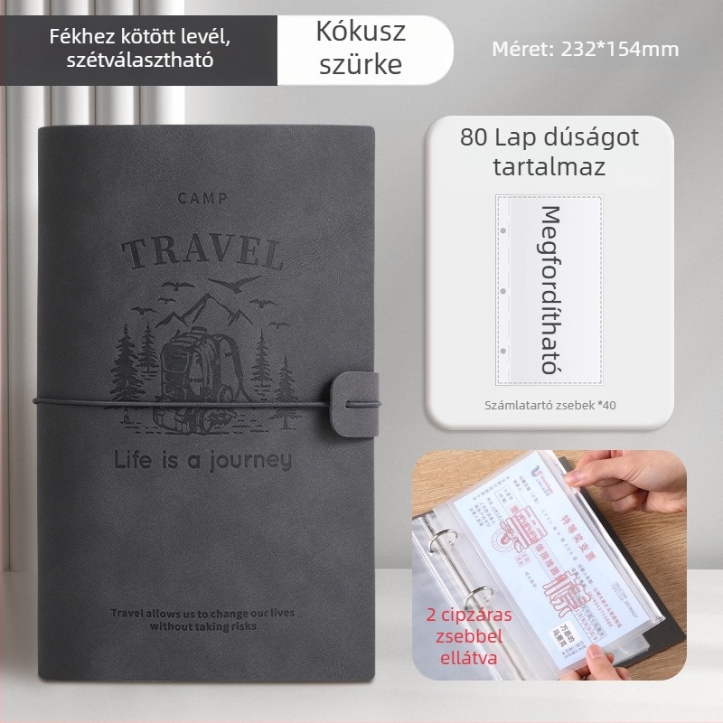 Bill Holder 1 - PU bőr, Többfunkciós befizetési bizonylat tartó, csipesz 232×154 mm, megfelelő papírméret 208×103 mm, testreszabás lehetséges